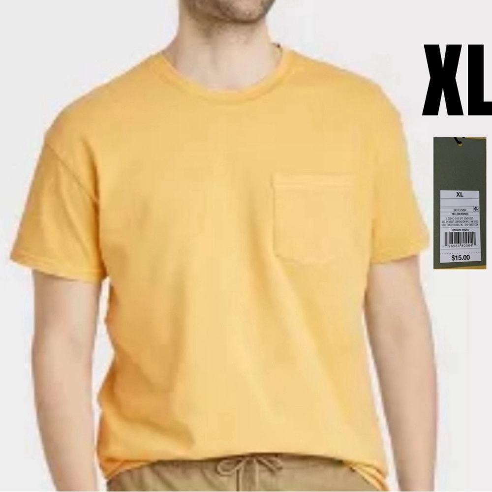 100% Cotton Relaxed Fit yellow T-Shirt size XL by Goodfellow & Co